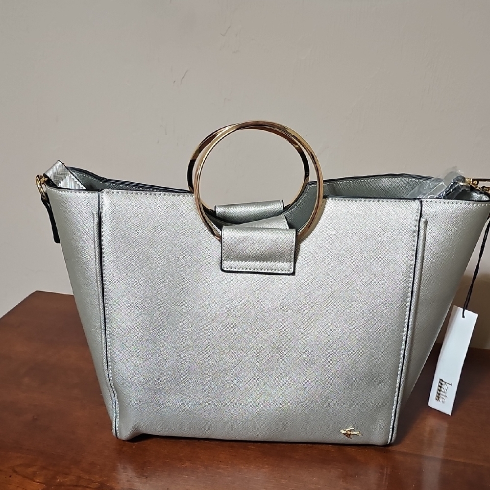 Silver Handbag with Gold Accents